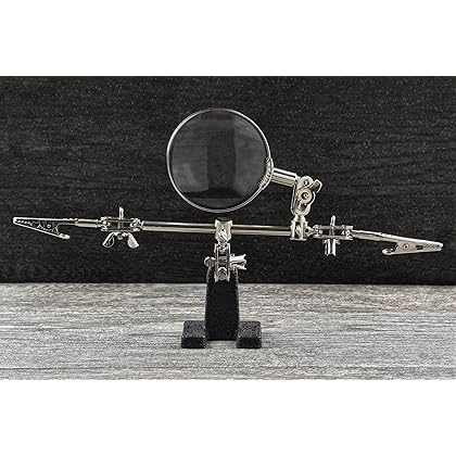 SE 4X Magnifying Glass with Helping Hand - 2-1/2 Inch Lens, 360 Degrees Rotatable Clips for Soldering, Jewelry Making, and Detailed Work -MZ101B