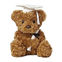 Aurora® Commemorative Graduation Wagner Bear-White Cap Stuffed Animal - Celebratory Keepsakes - Endearing Comfort - Brown 8.5 Inches