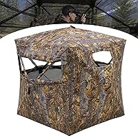 RPNB Hunting Blind, One-Way See Through Hunting Ground Blind, Noise-Free Durable Pop-Up Ground Blinds with Carrying Bag, Portable Camouflage Hunting Tent for Deer & Turkey Hunting