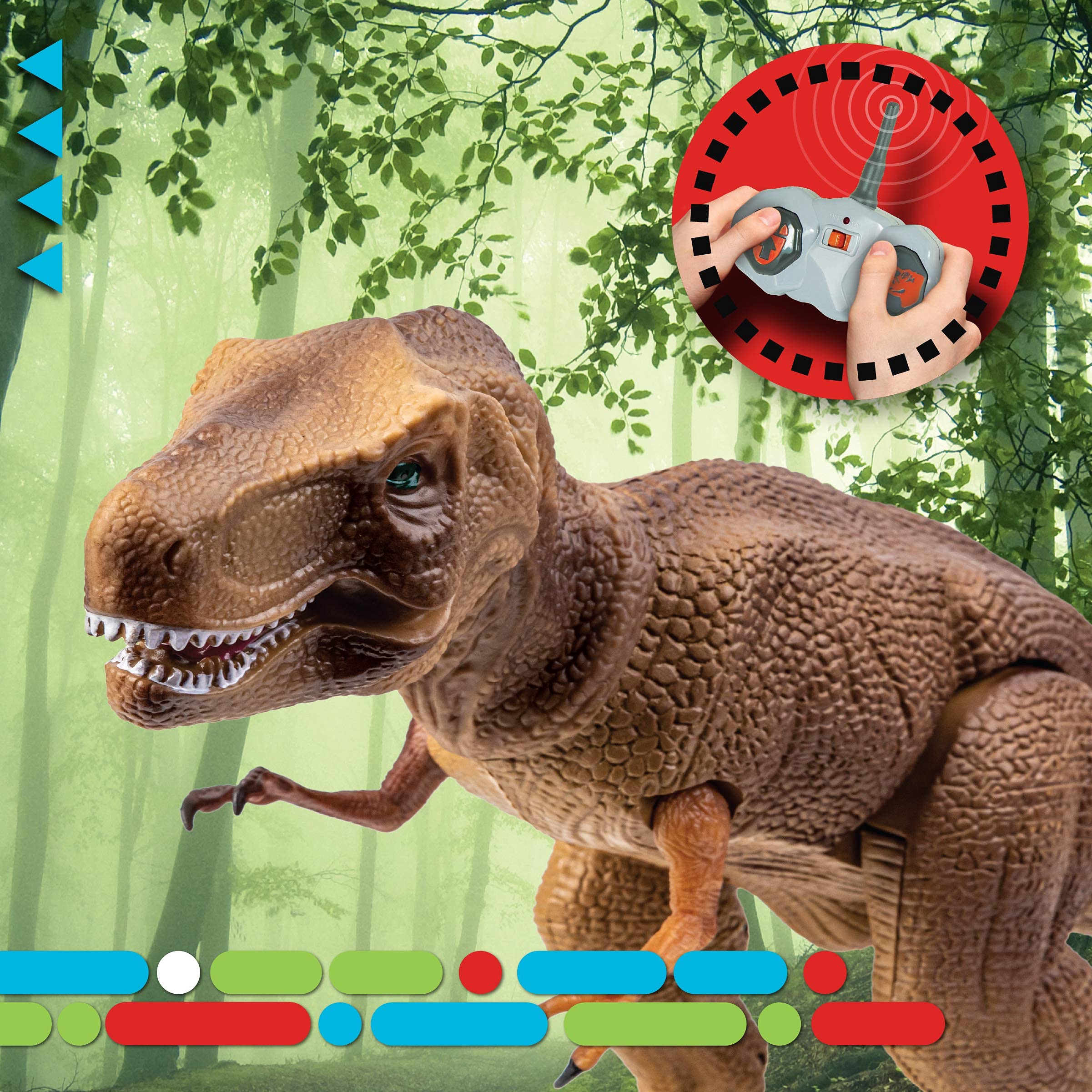 Discovery Kids Remote Control RC T Rex Dinosaur Electronic Toy Action Figure Moving & Walking Robot w/Roaring Sounds & Chomping Mouth, Realistic Plastic Model, Boys & Girls 6 Years Old+