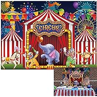 10x8ft Red Circus Backdrop Amusement Park Tents Stratus Playground Carnival Carousel Kids Boy 1st Birthday Party Baby Shower