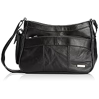 Lorenz Leather bag with twin top zips (Black)