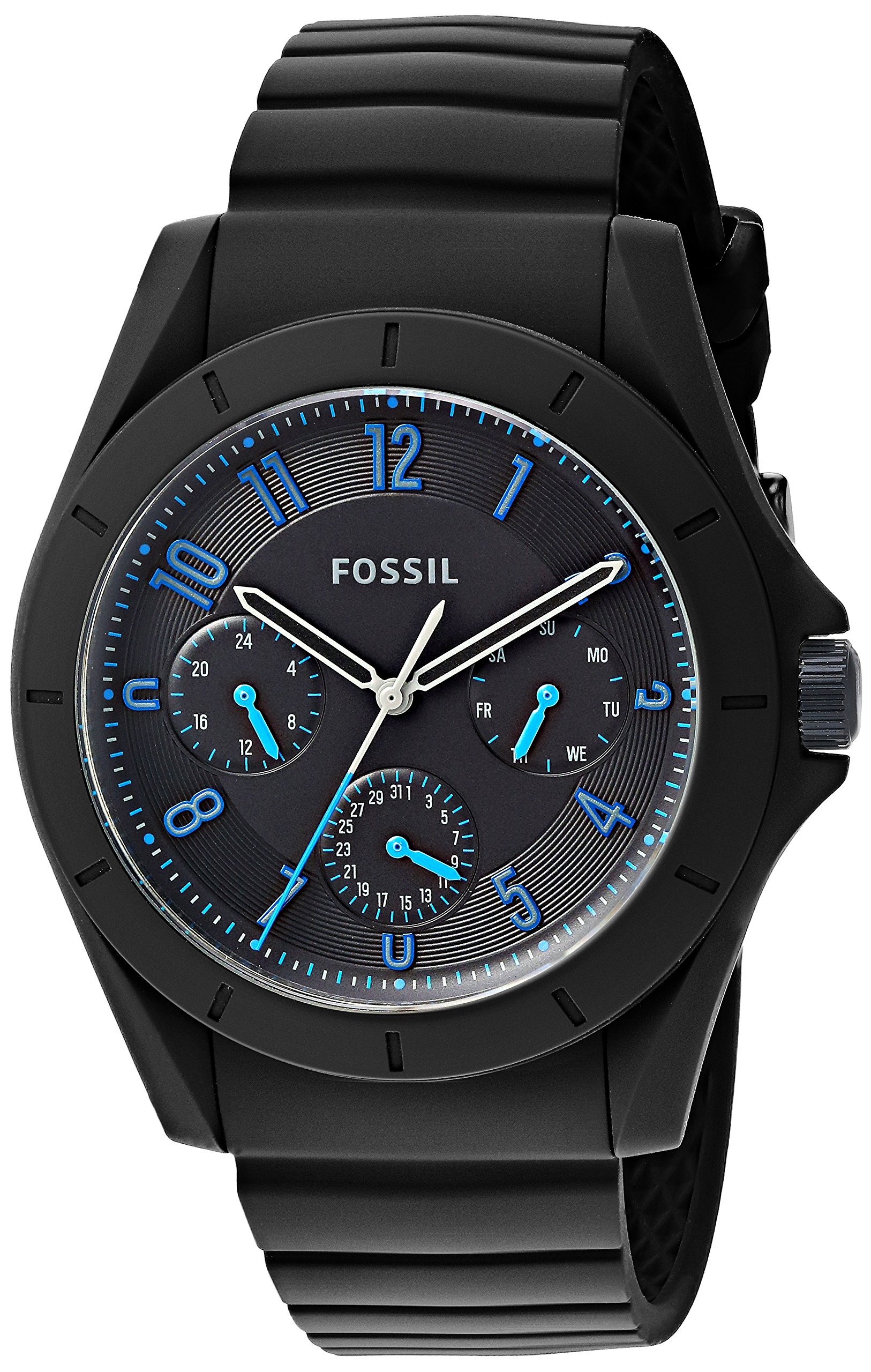 Fossil Men's Quartz Rubber and Silicone Casual Watch, Color:Black (Model: FS5222)