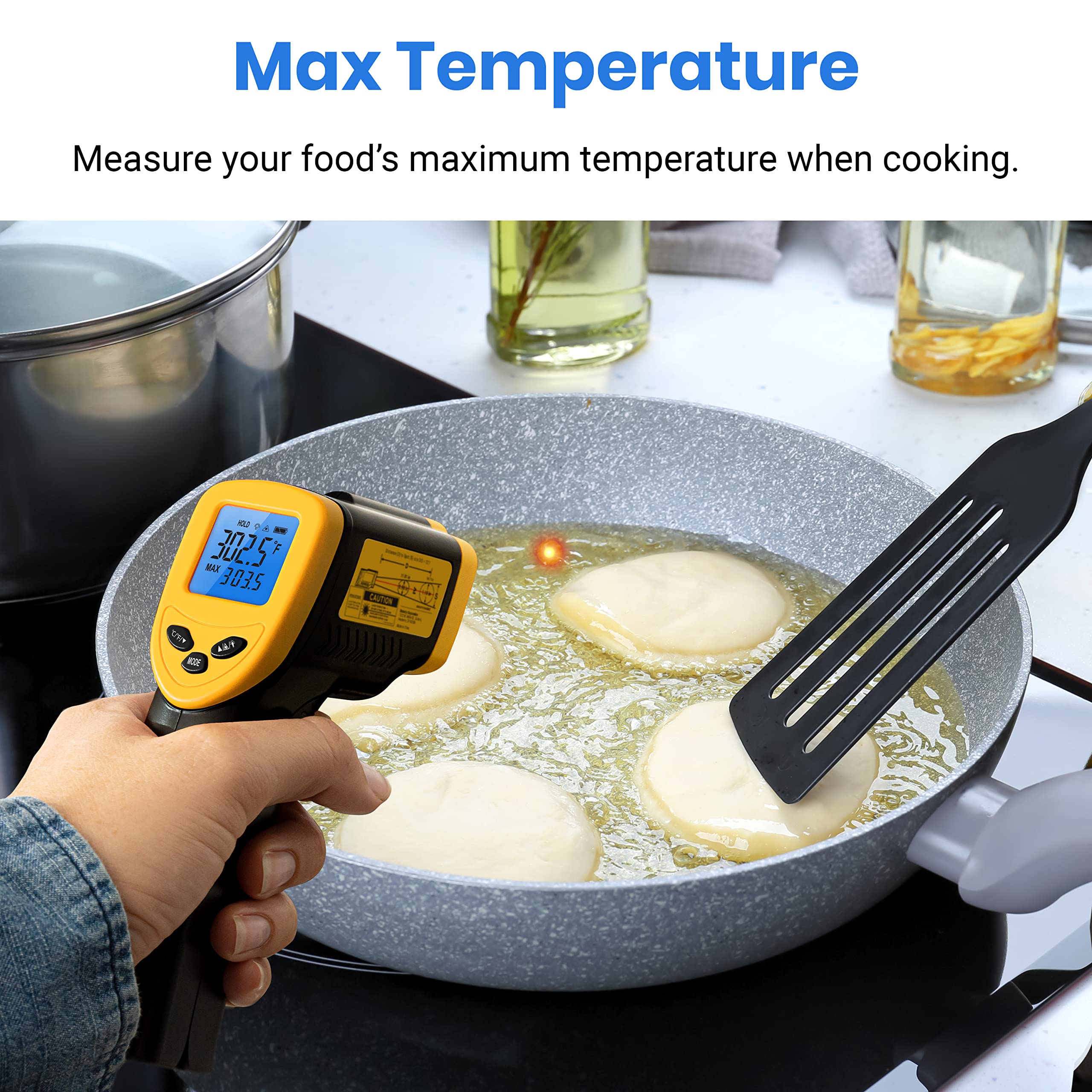 Etekcity Infrared Thermometer 1080, Pizza Oven, Blackstone Accessories, Temperature Temp Gun for Cooking, Laser Pool Surface Tool for Kitchen, HVAC, Griddle, Grill, -58°F to 1130°F, Yellow