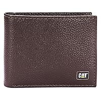 Caterpillar Men's Leather Bifold Wallet with Id Window