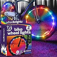 WheelBrightz 2-Pack LED Bike Wheel Lights - 2024 Edition with Superior Straps & LED-Weatherproof Shield! 14 Colors - Unmatched Durability, Visibility & 48+ Hours of Dazzling Illumination