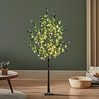 Lightshare 5FT Lighted Eucalyptus Tree 162 Warm White LED Artificial Greenery with Lights for Wedding Holiday Home Party Decoration Indoor Outdoor