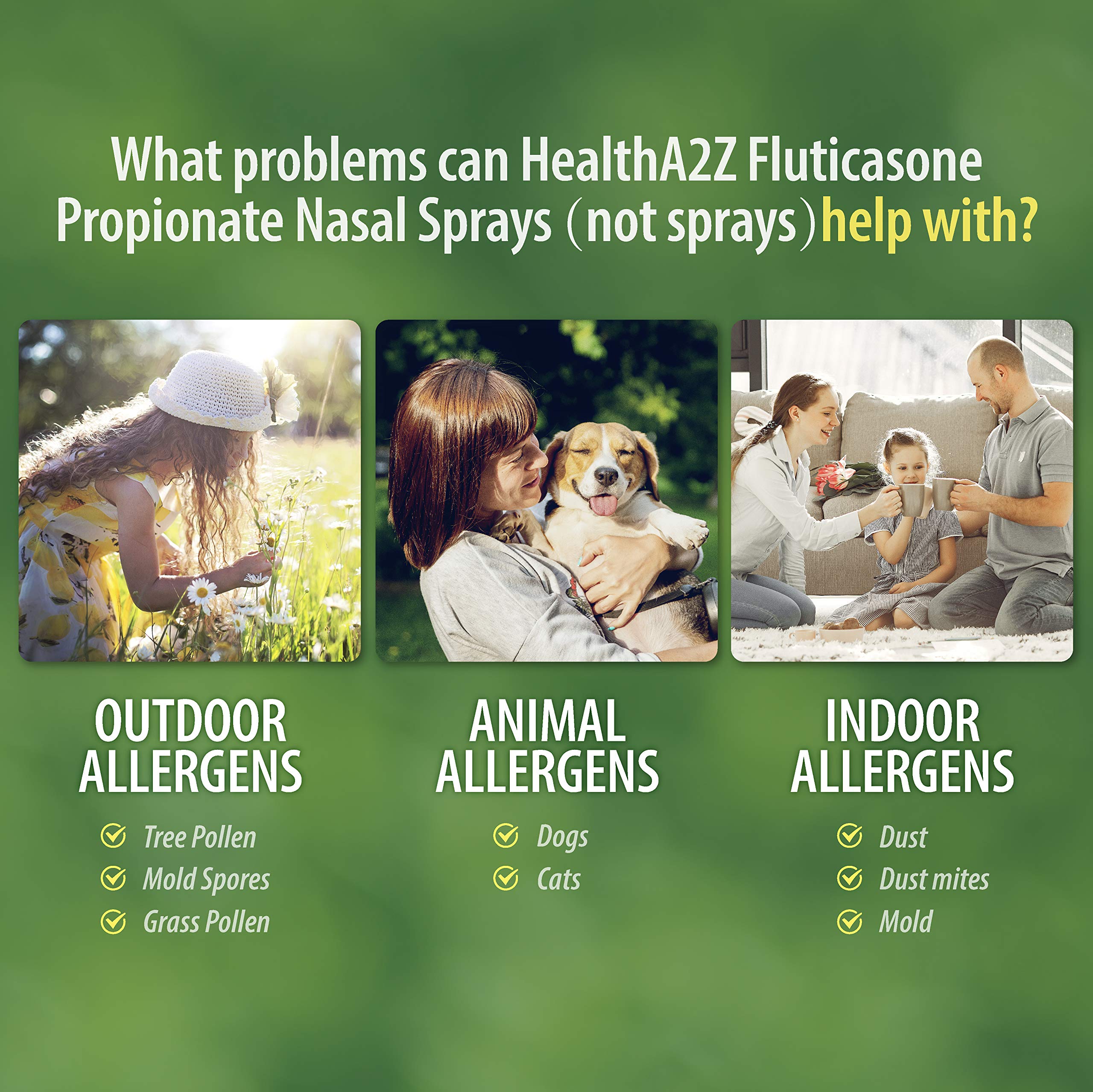HealthA2Z Fluticasone Propionate Nasal Sprays, 24 Hour Allergy Relief,120 Sprays, 0.54 fl oz
