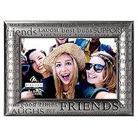 Malden International Designs Modern Pewter Metal Diecast Friends Expressions Picture Frame, 4x6, Silver