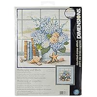 Dimensions 'Hydrangeas and Sea Shells' Counted Cross Stitch Kit, 14 Count White Aida, 11