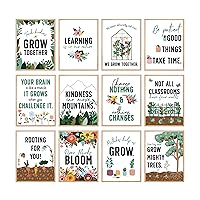Carson Dellosa Grow Together 12 Posters Motivational Mini Posters for Classroom Set, Inspirational Greenery Classroom Posters for Bulletin Board, Homeschool, Classroom Décor, and Office Décor