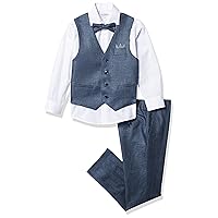 Isaac Mizrahi Slim Fit Boy's 4pc Textured Linen Vest Set