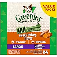 Greenies Large Natural Dog Dental Treats, Sweet Potato Flavor, 36 oz. Pack (24 Treats)