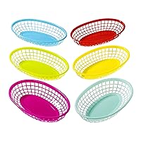 Talking Tables Cuban Fiesta Multicolor Plastic Food Baskets for a Picnic or Birthday, Multicolor (6 Pack)