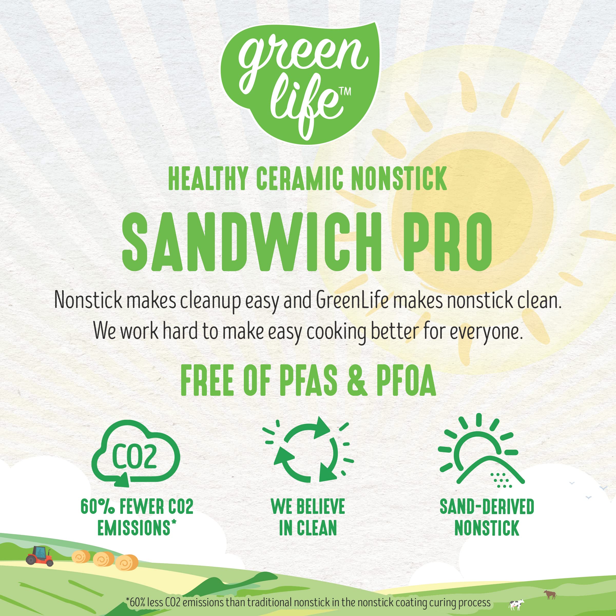 GreenLife Pro Electric Panini Press Grill and Sandwich Maker, French Toast Breakfast Sandwich and Waffle's, Healthy Ceramic Nonstick Plates,Easy Indicator Light, PFAS-Free, Silver