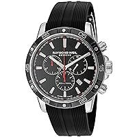 Raymond Weil Men's Tango Stainless Steel Swiss-Quartz Watch with Rubber Strap, Black, 20 (Model: 8560-SR1-20001)