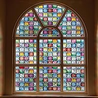 FEOMOS Stained Glass Window Film, Rainbow Window Tint, Window Privacy Films, Decorative Window Stickers for Home Anti UV 23.6 x 78.7 inches