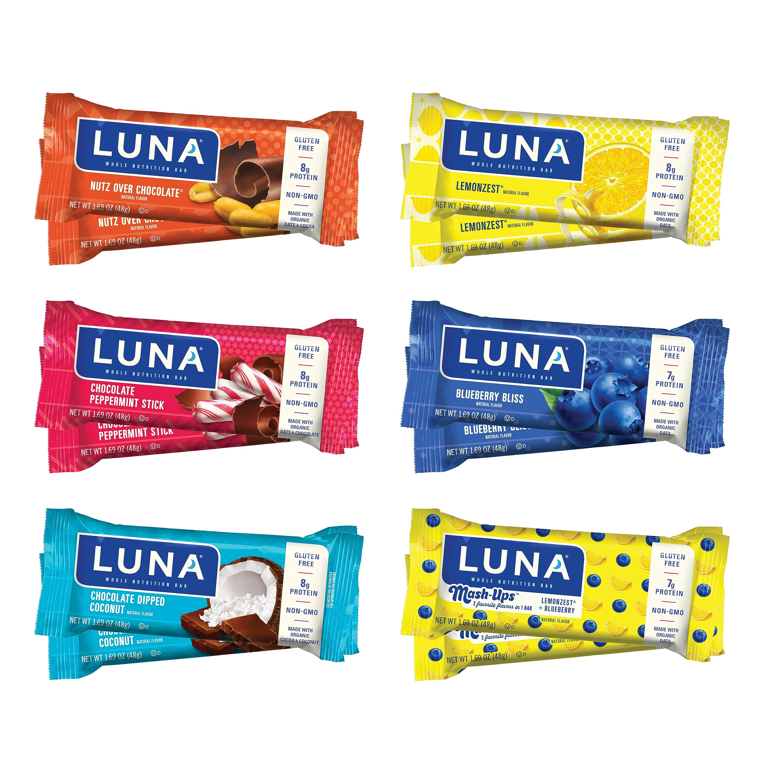 LUNA - Best Sellers Variety Pack - Whole Nutrition Bars - Packaging & Assortment May Vary - Amazon Exclusive - 1.69 oz. (12 Count)