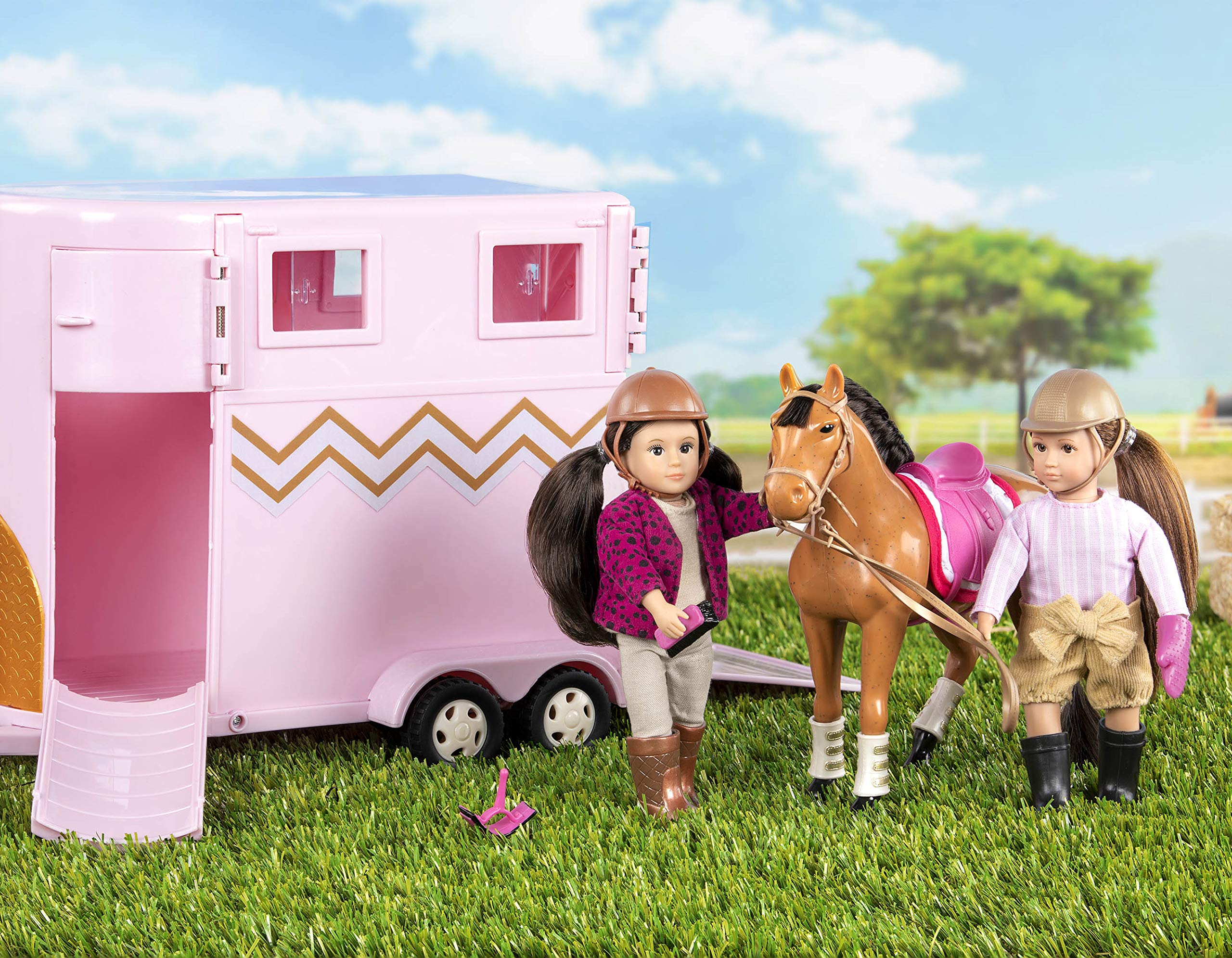 Lori Dolls – Hoofing It – Horse Trailer – Play Set for 6-inch Horses & Mini Dolls – Horse Accessories – Saddle, Bridle, Brush & More – 3 Years +