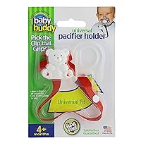Baby Buddy Pacifier Clip Holder, Newborn Essential with Universal Fit for All Binky and Teether Brands, Ages 4+ Months, Red, 1 Pack