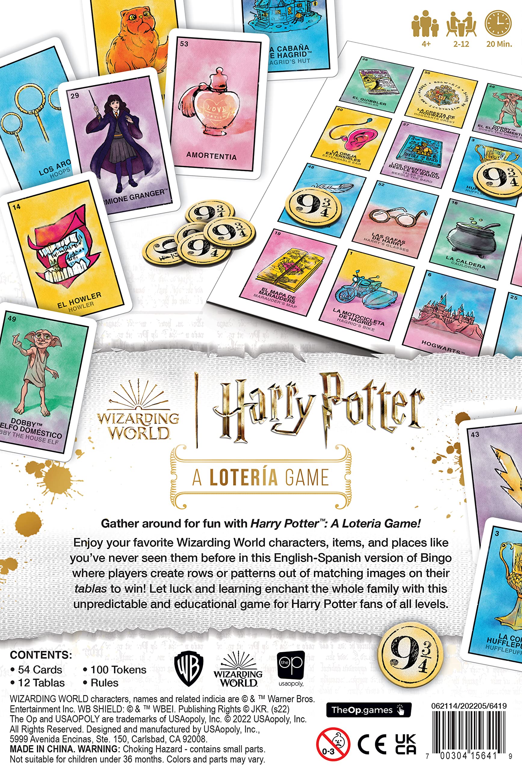 Harry Potter Loteria | Traditional Loteria Mexicana Game of Chance | Bingo Style Game Featuring Custom Artwork & Illustrations from Harry Potter Films | Inspired by Spanish Words & Mexican Culture