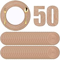 50 Pieces Round Woven Placemats Braided Place Mat Bulk 15 Inch Placemat Washable Heat Resistant Dining Table Mats for Wedding Party Decoration (Natural Yellow)