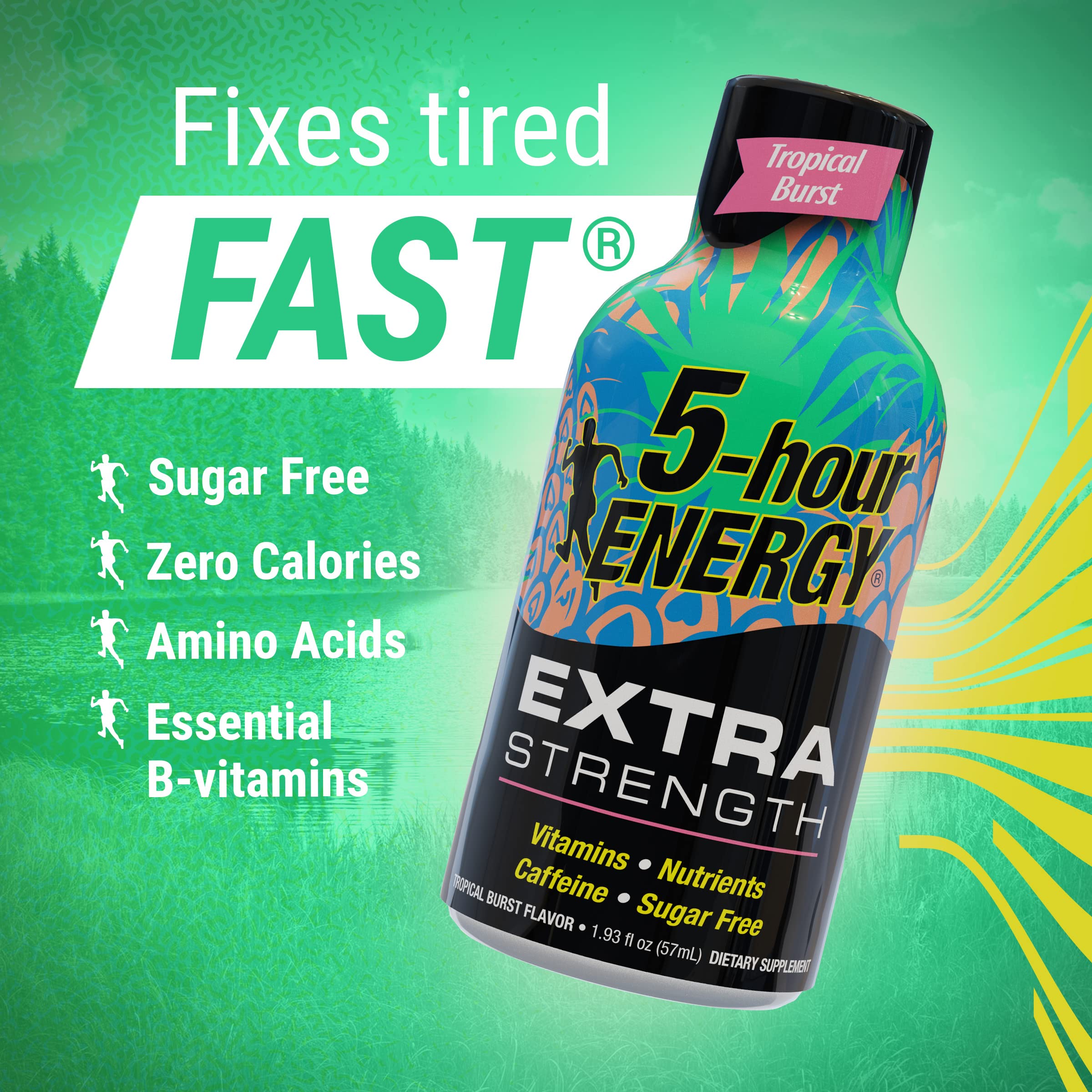 5-Hour ENERGY Shots Extra Strength | Tropical Blast Flavor | 1.93 oz. 30 Count | Sugar Free 4 Calories | Amino Acids and Essential B Vitamins | Dietary Supplement | Feel Alert and Energized