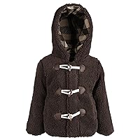 Little Boys Hooded Knit Lined Plush Fleece Puffer Toggle Winter Coat