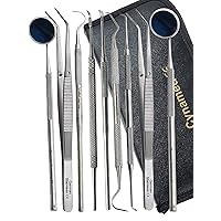 Premium Dental Tools, Plaque Remover for Teeth, Professional Hygiene Cleaning Kit,Stainless Tooth Scraper Plaque Tartar Remover Cleaner,Dental Pick Scaler Oral Care Tools Set (Set of 9 with CASE)