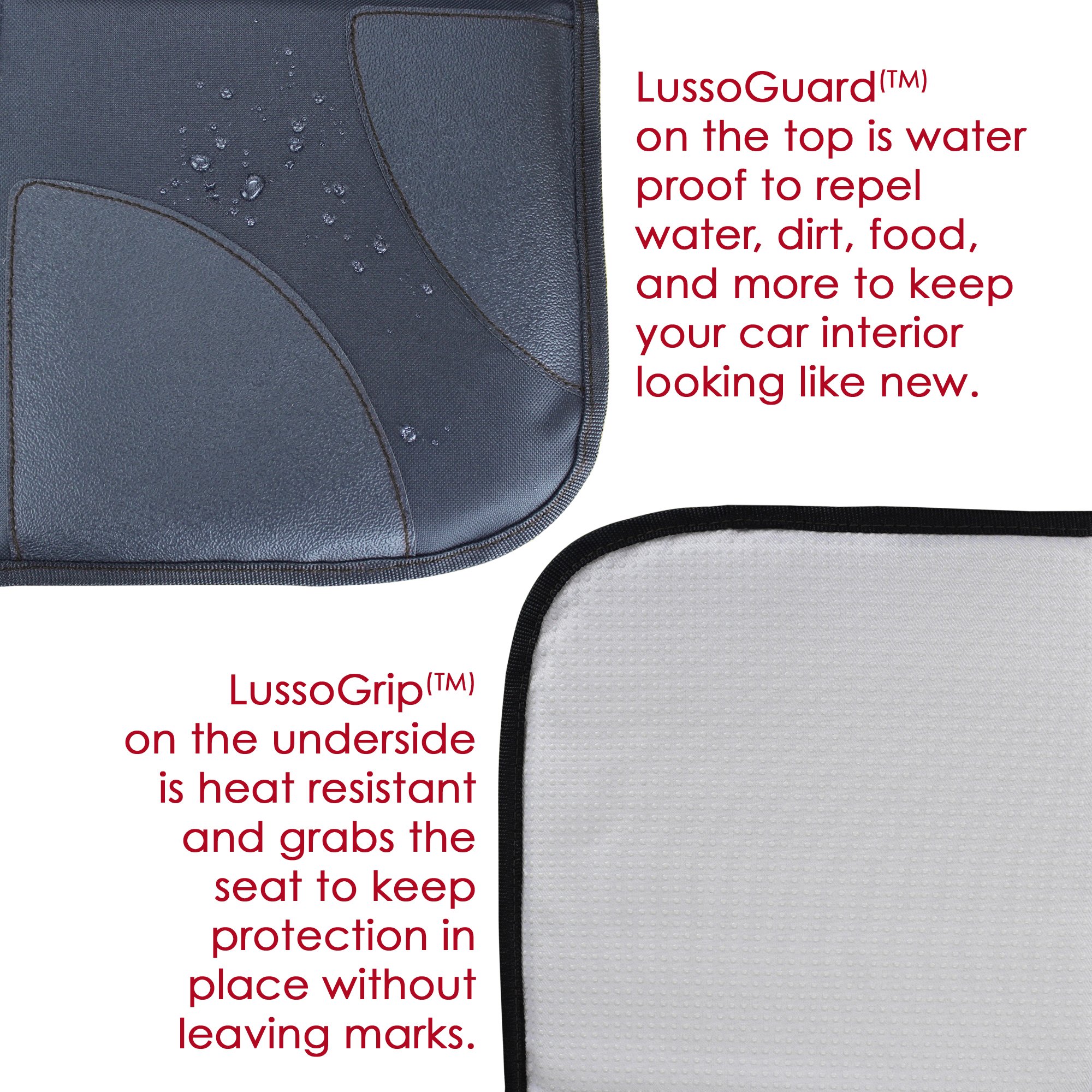 Lusso Gear Car Seat Protector (Black) + Baby Backseat Mirror for Car (Black), Waterproof, Protects Fabric or Leather Seats, Premium Oxford Fabric, Travel Essentials