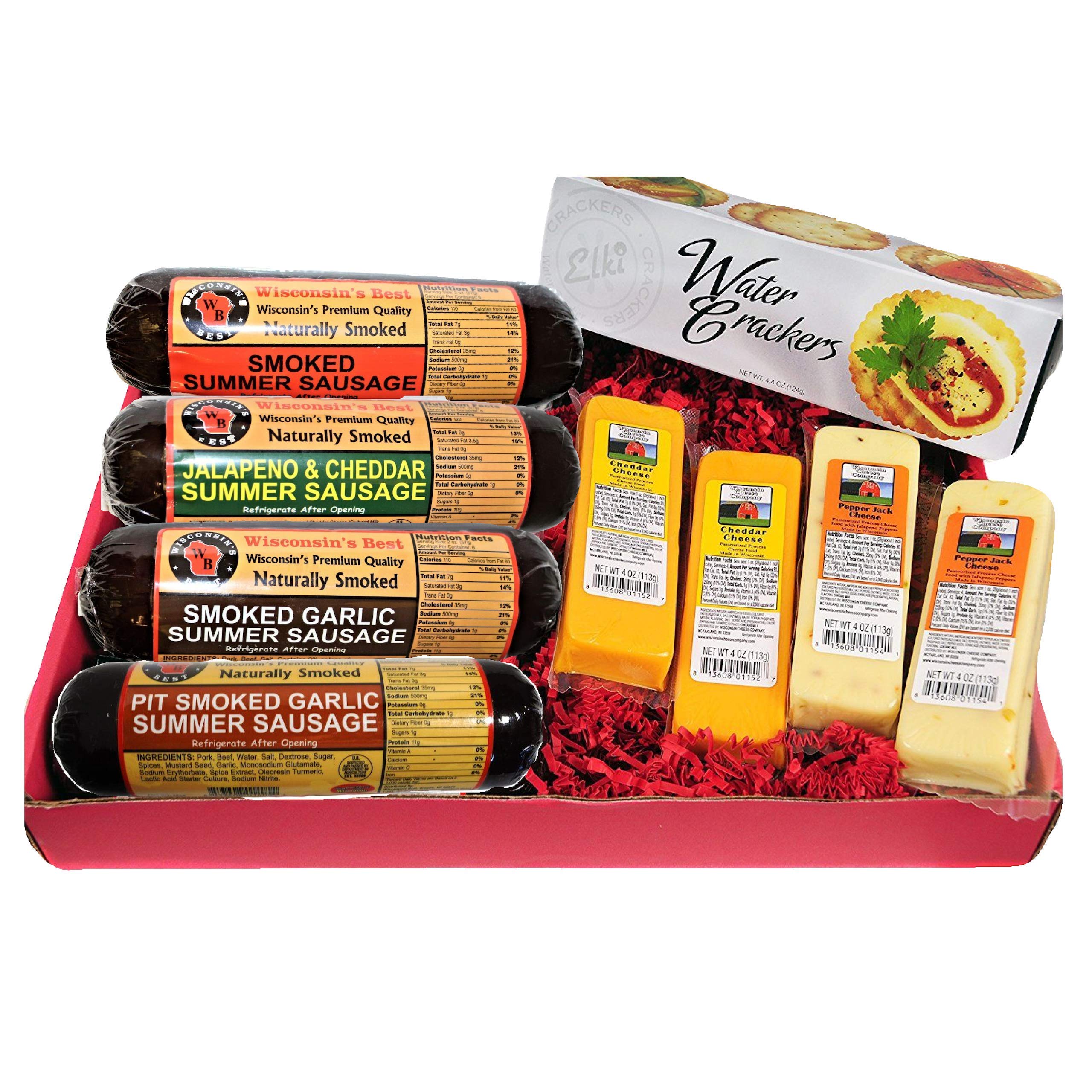 Wisconsin's Best and Wisconsin Cheese Company's Ultimate Mancave Cheese and Sausage Gift Basket - Features Summer Sausages, 100% Wisconsin ...