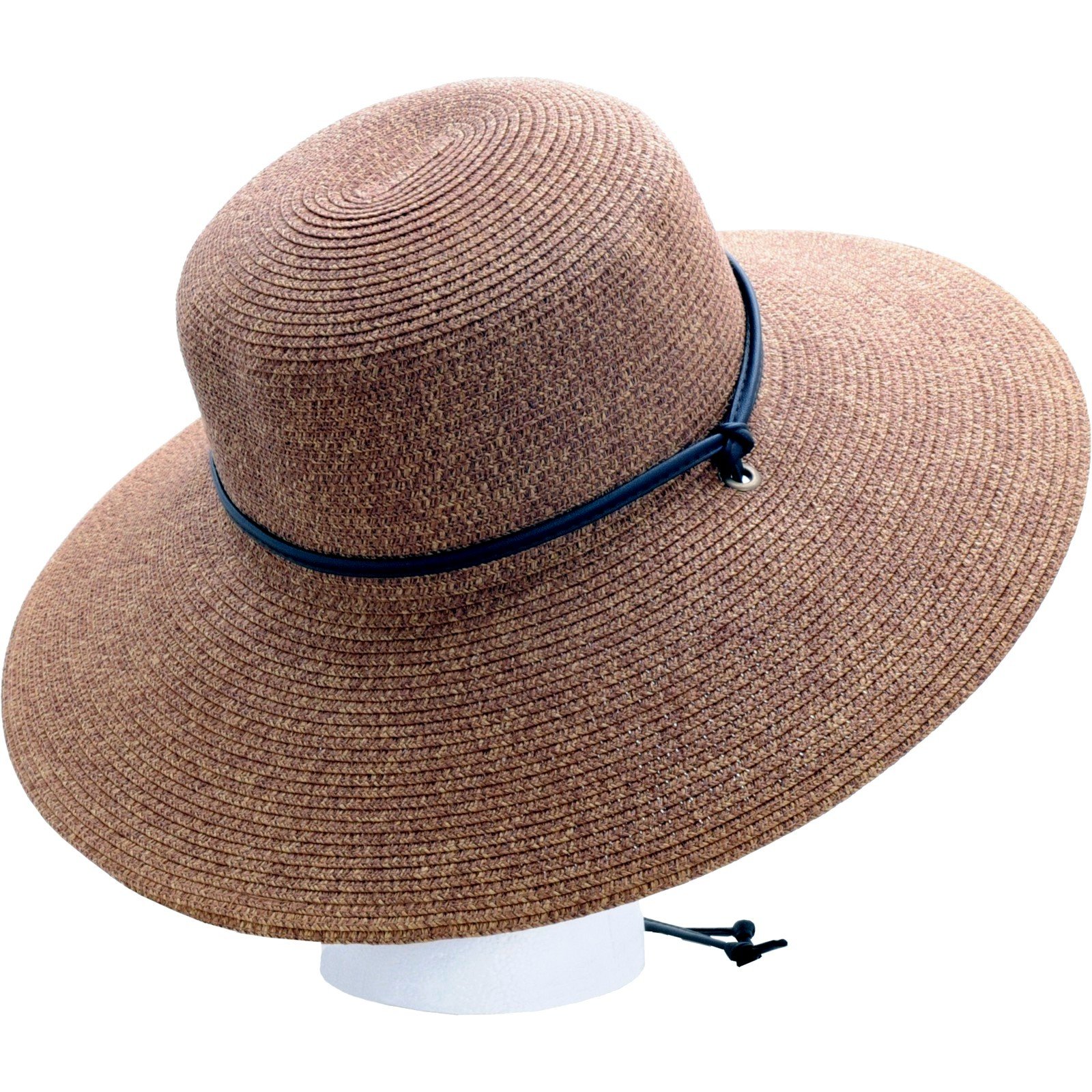 Sloggers Women's Wide Brim Braided Sun Hat with Wind Lanyard