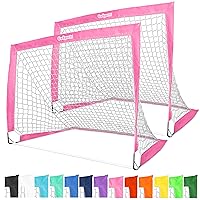 GoSports Team Tone 4 ft x 3 ft Portable Soccer Goals for Kids - Set of 2 Pop Up Nets for Backyard - 13 Color Options