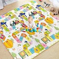 Baby Play Mat -Mergren Foam Foldable Crawling Playmats Reversible,Waterproof,Anti-Slip Floor Playing Mats for Infants and Toddlers, Indoor/Outdoor - Extra Large (79