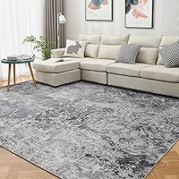 Area Rug Living Room Rugs: 3x5 Indoor Abstract Soft Fluffy Pile Large Carpet with Low Shaggy for Bedroom Dining Room Home Office Decor Under Kitchen Table Washable - Retro Gray