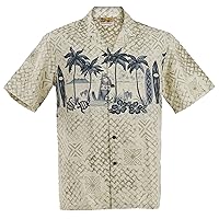 Surf Mat Hawaiian Aloha Shirt; Made in Hawaii [Gray S]