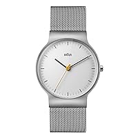 Braun Mens Quartz Watch with Black Dial Analogue Display and Gold Stainless Steel Mesh Strap BN0211