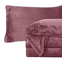 Elegant Comfort Luxuriously Soft 4-Piece Velvet Plush Flannel Sheet Set - Premium Quality - Cozy Warm, Anti-Static, Non Pilling Fuzzy Velvet Flannel Fleece Deep Pocket Sheet Set - Twin XL, Rose