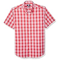 Cutter & Buck Men's Short Sleeve Strive Shadow Plaid Button Up Shirt, Embark, XXXL
