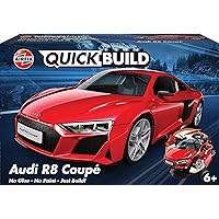 Airfix J6013 Quickbuild Plastic Model Car Kits - Audi R8 Coupe - Easy Assembly Snap Together Model Kit, Classic Car for Adults & Kids to Build, Model Sports Car, Building Toys Set