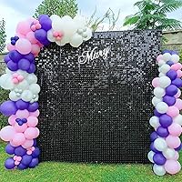 Black Shimmer Wall Backdrop Panels Giltter Party Backdrop 30pcs for Party Birthday Disco Graduation Parties Background Decorations Indoor Outdoor