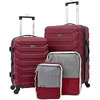Wrangler 4 Piece Elysium Luggage and Packing Cubes Set, Red
