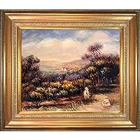 Cagnes Landscape by Pierre Auguste Renoir Hand Painted Oil on Canvas with Mediterranean Gold Frame