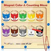 Magnetic Color and Number Maze, Wooden Magnet Puzzles Board Games for Toddler, Montessori Counting Matching Toys, Color Sorting, Fine Motor Skills Toys Gifts for Boys Girls 3 4 5 6 Years Old