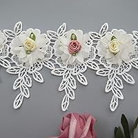 30pcs Flower 3D Chiffon Floral Lace Edge Trim Ribbon 2 inch/ 4 inch Wide Vintage White Edging Trimming Fabric Embroidered Applique Sewing Craft Wedding Dress Clothes (Flower 2(6.2cm×10.2cm/ 2.5
