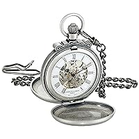 Charles-Hubert, Paris 3868-S Classic Collection Antiqued Finish Double Hunter Case Mechanical Pocket Watch