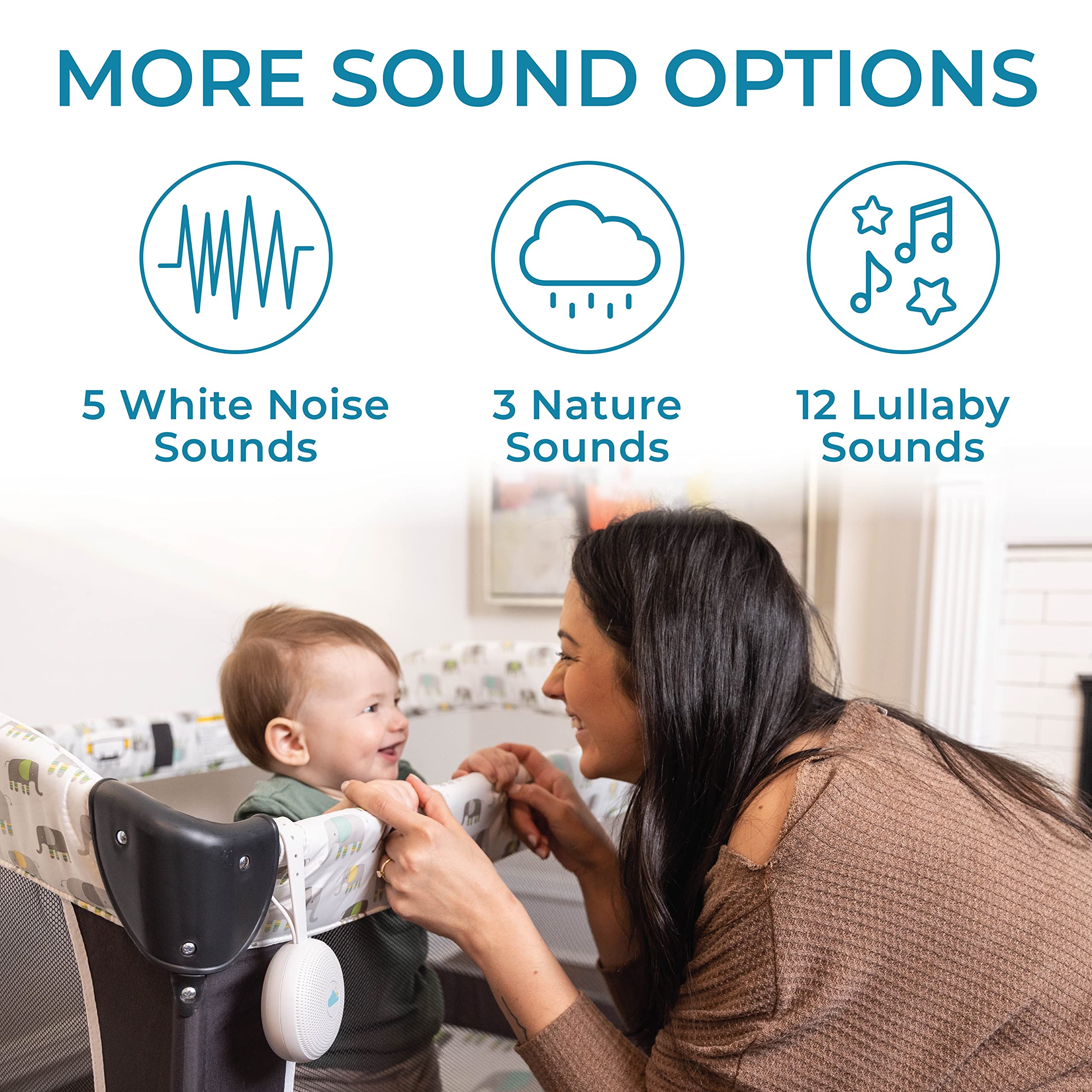 Yogasleep Hushh+ Portable White Noise Machine for Baby, 20 Soothing Natural Sounds, Wireless Charging & Speaker, Compact Size, Noise Canceling for Better Sleep, Privacy & Nursery Must Have