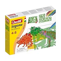 Quercetti Dinosaur Stencils Set - with 4 Stencil Cards and 6 Markers