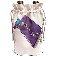 3dRose InspirationzStore Kawaii Designs - Sleepy Cartoon - Cute Sleeping Bookmark in Book - Sleep Bedtime Theme Gifts - Purple Stars Bedroom - Wine Bag (wbg_113156_1)