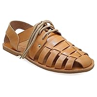 Emmanuela Ancient Greek Style Leather Fisherman Sandals for Men with Laces, Handmade Leather Caged Tie up Men's Sandals, Quality Strappy Summer Shoes Black, Brown, Beige